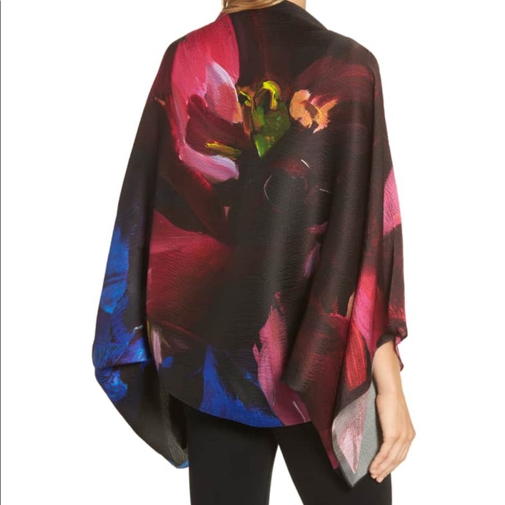Ted Baker impressionist bloom silk cape scarf